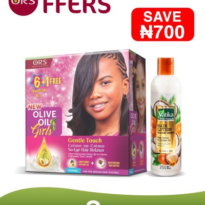 ORS Olive Oil Girls relaxer + Vatika Afro Naturals Hair lotion