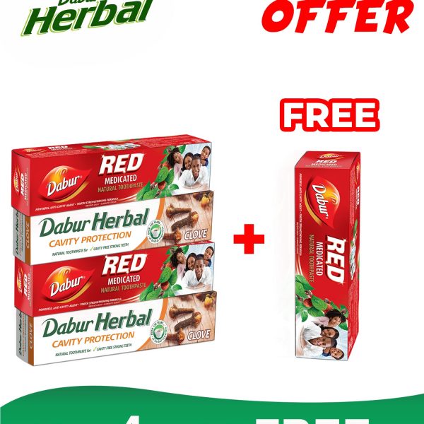Dabur Herbal Toothpaste Red Medicated and Clove